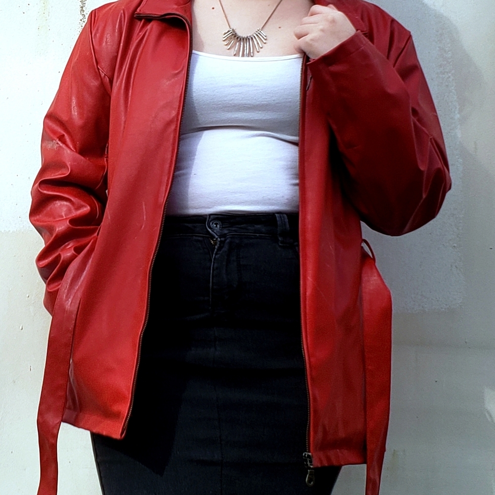 Red leather jacket